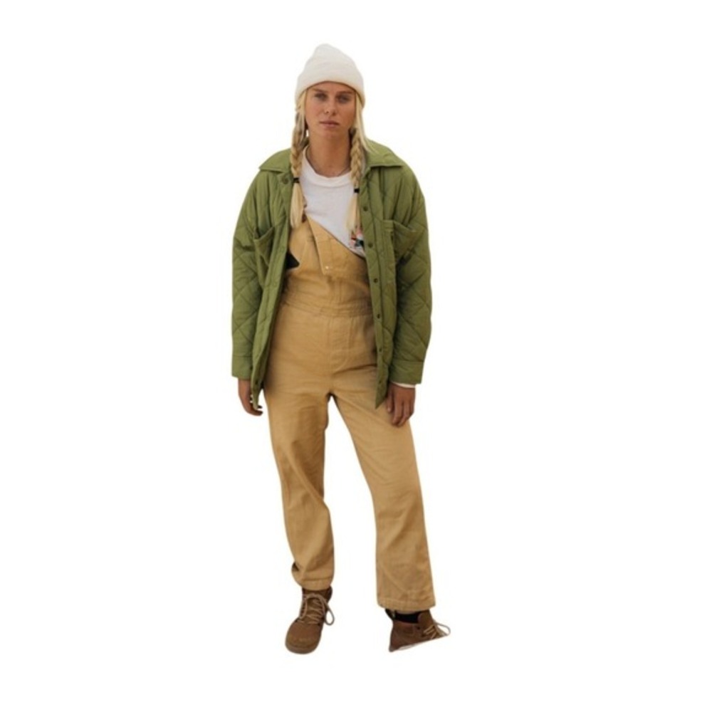 Billabong Casual Morning Denim Overalls Latte Beige 100% Cotton Denim S 8